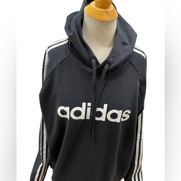 Adidas Men's Essentials 3-Stripes Pullover Hoodie, Black/White Large - Picture 4 of 8